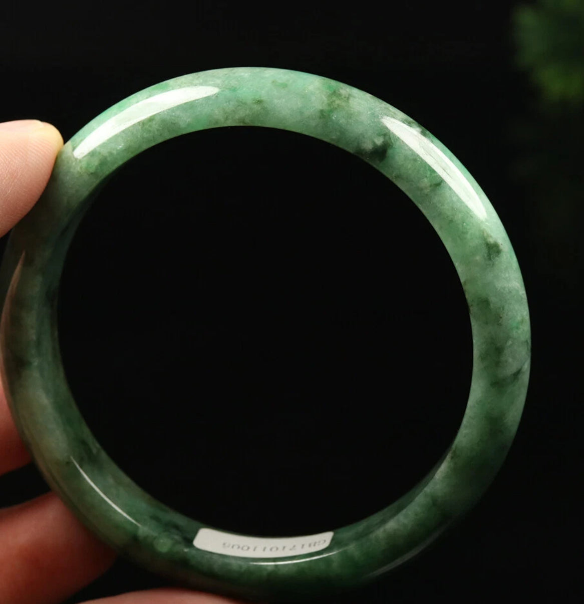 VINTAGE Large Certified Jadeite Green Jade Bangle Size 62 MM S063