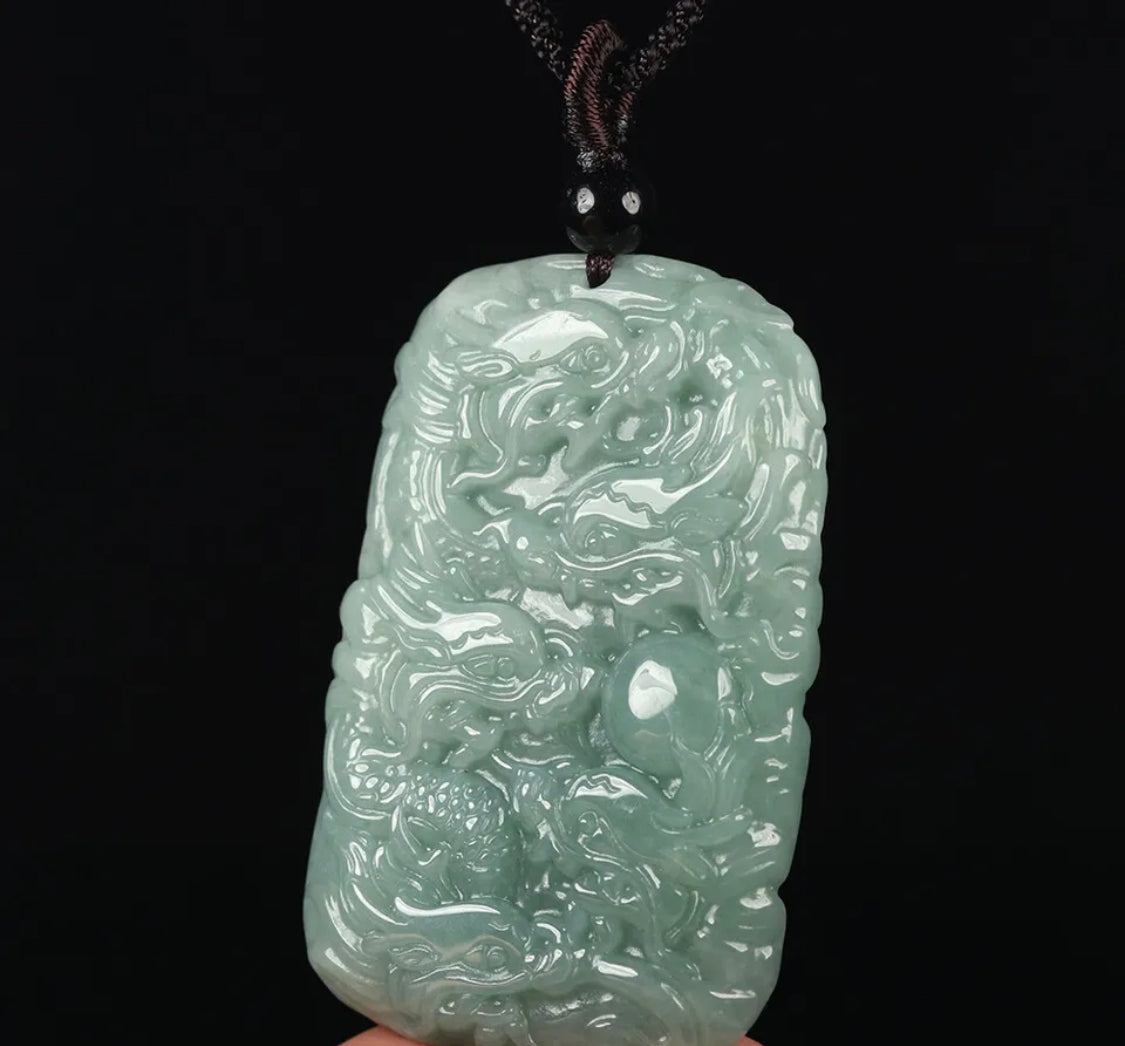 VINTAGE HandCarved Jadeite Green Jade Dragon Pendant - Strength & Prosperity Chinese Lunar Year of the Dragon! - JazzyJewelbyAmina
