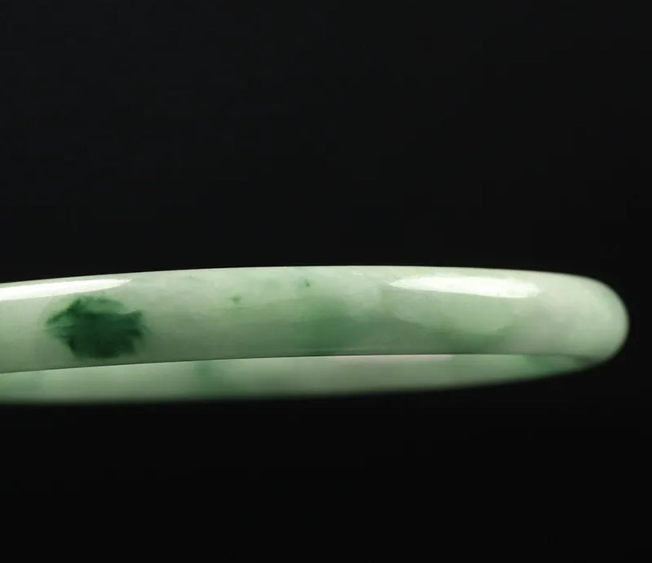 VINTAGE Medium Jadeite Green Jade Bangle from Burma - Round Princess Cut Size 59mm M061 - JazzyJewelbyAmina