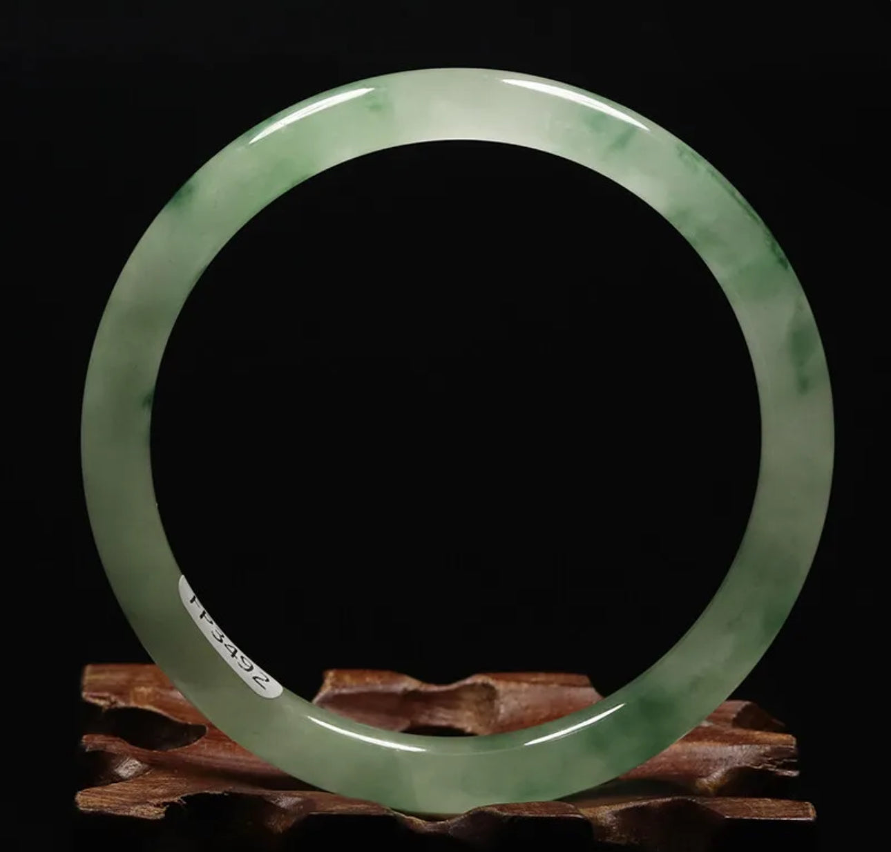 VINTAGE Medium Jadeite Green Jade Bangle Size 59mm Round Princess Cut A37 - JazzyJewelbyAmina