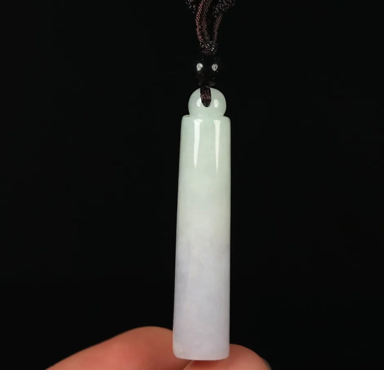 VINTAGE Hand-carved Jade Cylinder Pendant Green/Lavender M683 - JazzyJewelbyAmina
