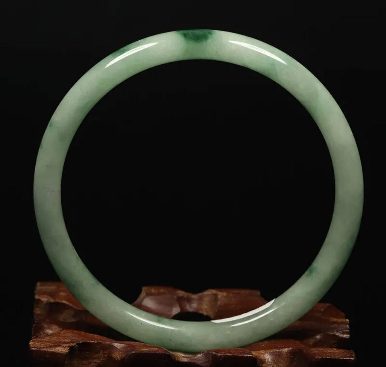 VINTAGE Medium Jadeite Green Jade Bangle from Burma - Round Princess Cut Size 59mm M061 - JazzyJewelbyAmina