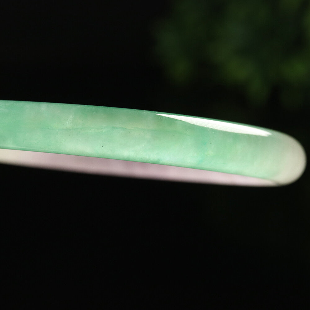 VINTAGE Small Jadeite Green/Lavender Jade Bangle Size 56 MM Round Princess Cut G093 - JazzyJewelbyAmina