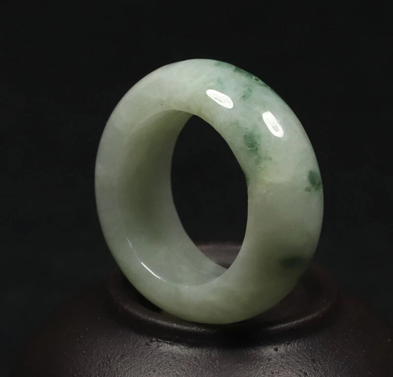 VINTAGE Owned Jadeite Green Jade Bangle Size 7.75 US Flower Jade G33 - JazzyJewelbyAmina