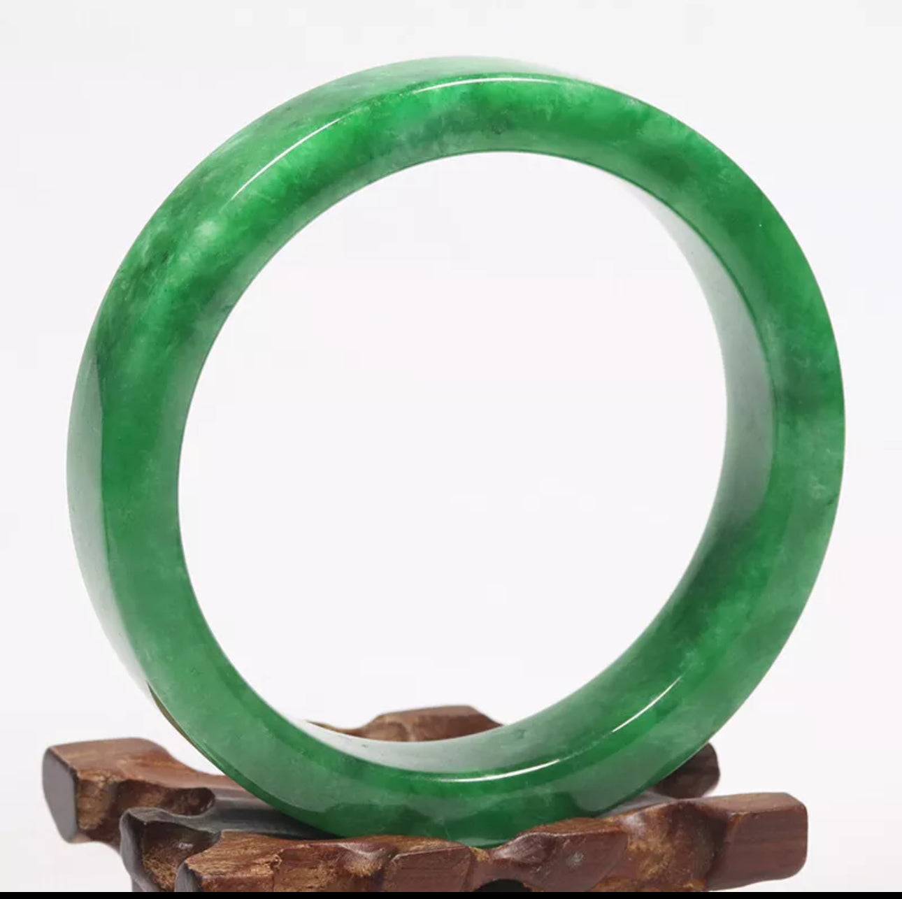 VINTAGE XXL Jadeite Green Jade Bangle Square Cut Size 67mm D989 - JazzyJewelbyAmina
