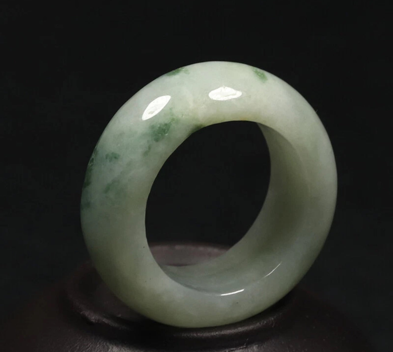 VINTAGE Owned Jadeite Green Jade Bangle Size 7.75 US Flower Jade G33 - JazzyJewelbyAmina