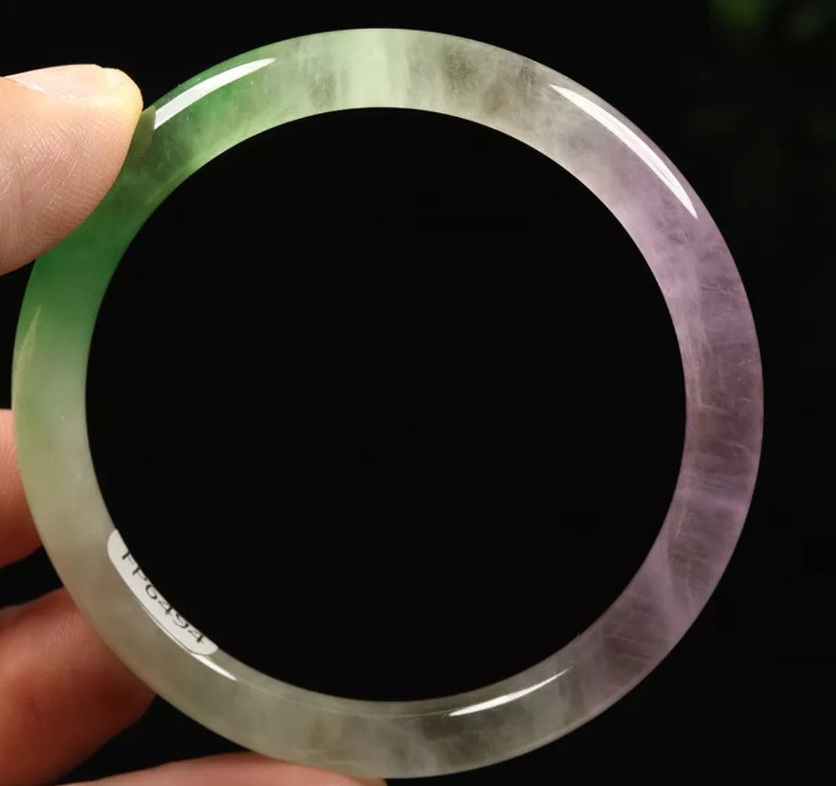 VINTAGE Small Jadeite Green/Lavender/White Icy Jade Bangle Size 56mm Round Princess Cut G041 - JazzyJewelbyAmina