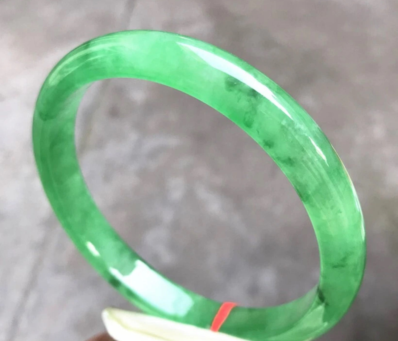 VINTAGE XXL Jadeite Icy Green Jade Bangle Size 76 MM Unique Jade G097 - JazzyJewelbyAmina