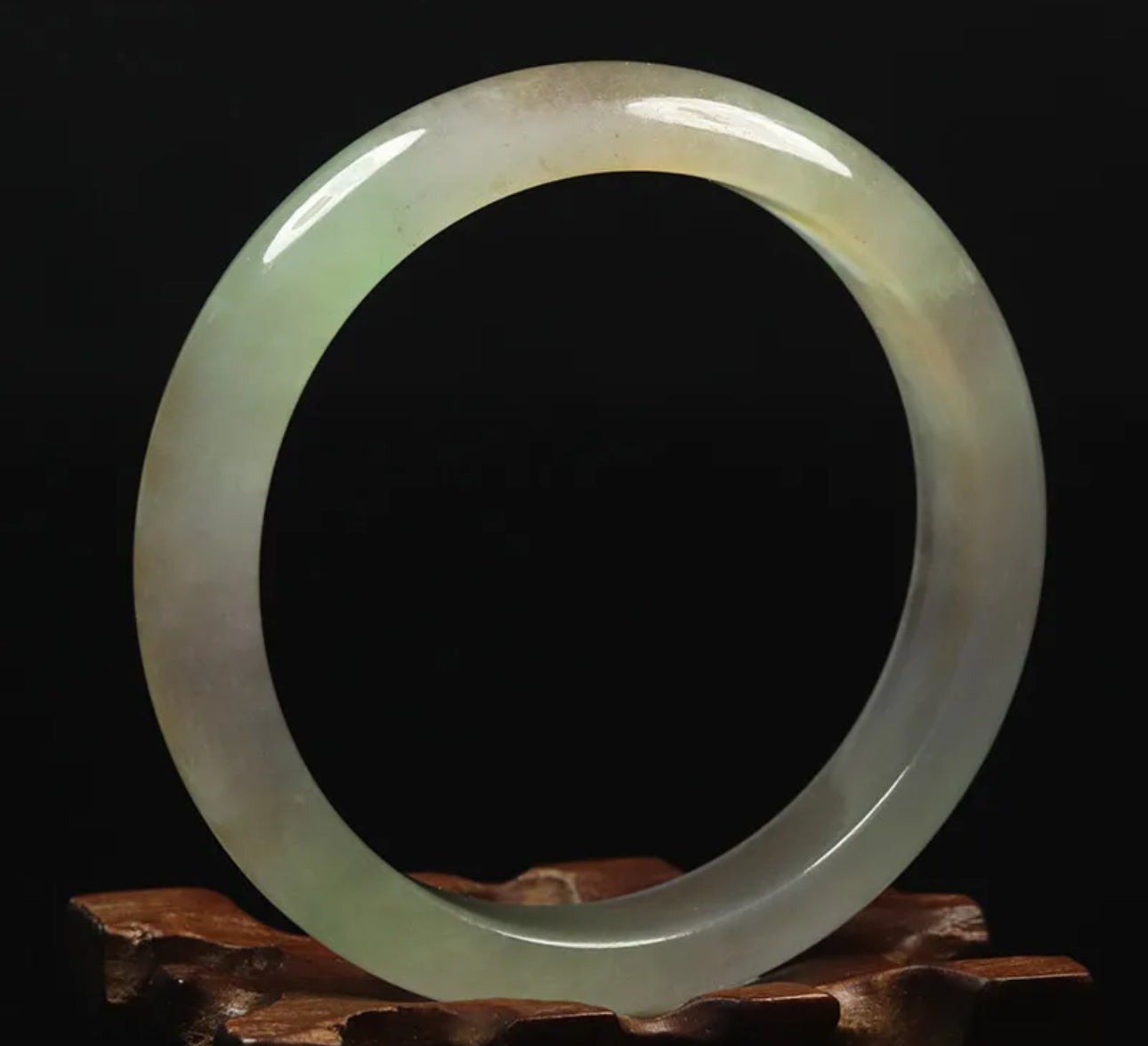 VINTAGE Large Icy Jadeite Green/White Lavender Bangle Size 60mm A115 - JazzyJewelbyAmina