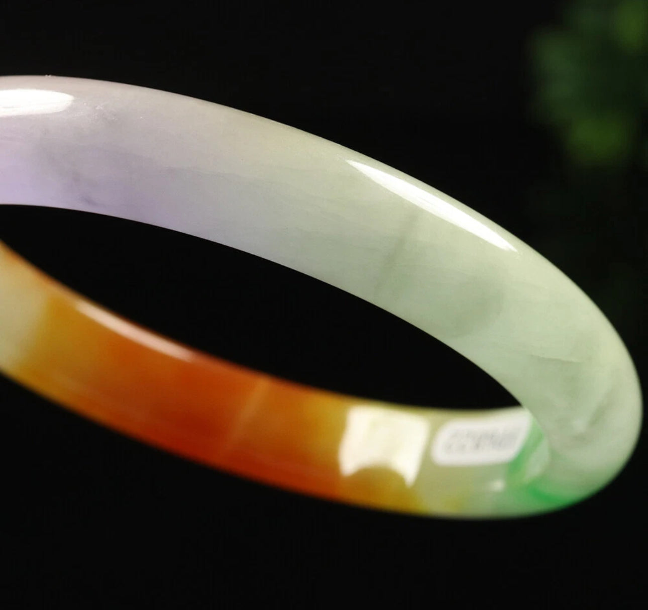 VINTAGE XL Jadeite Green/Brown/Red/Lavender Jade Bangle Size 64mm A697 - JazzyJewelbyAmina