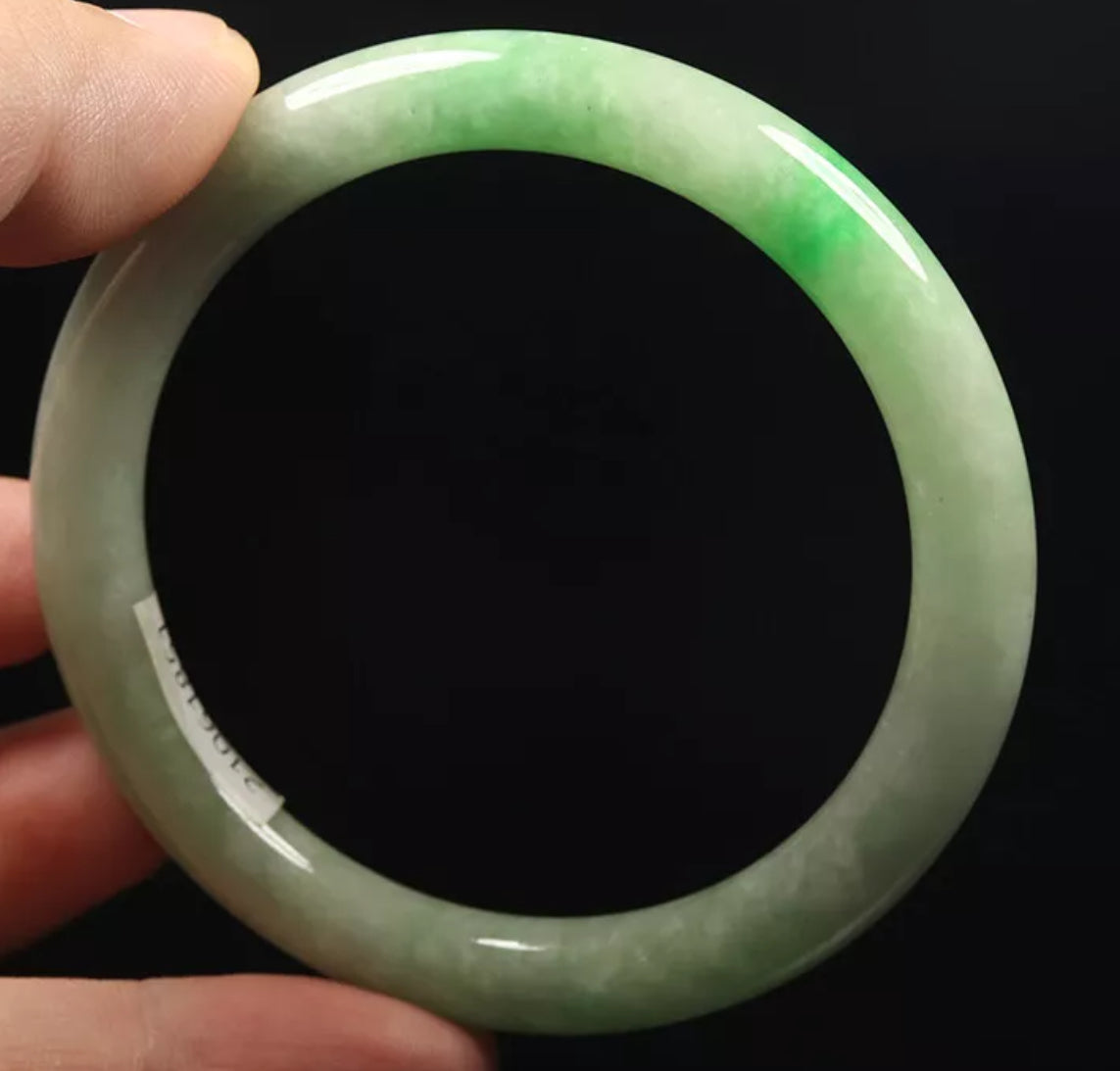 VINTAGE Medium Jadeite Green Jade Bangle Size 59mm O755 - JazzyJewelbyAmina