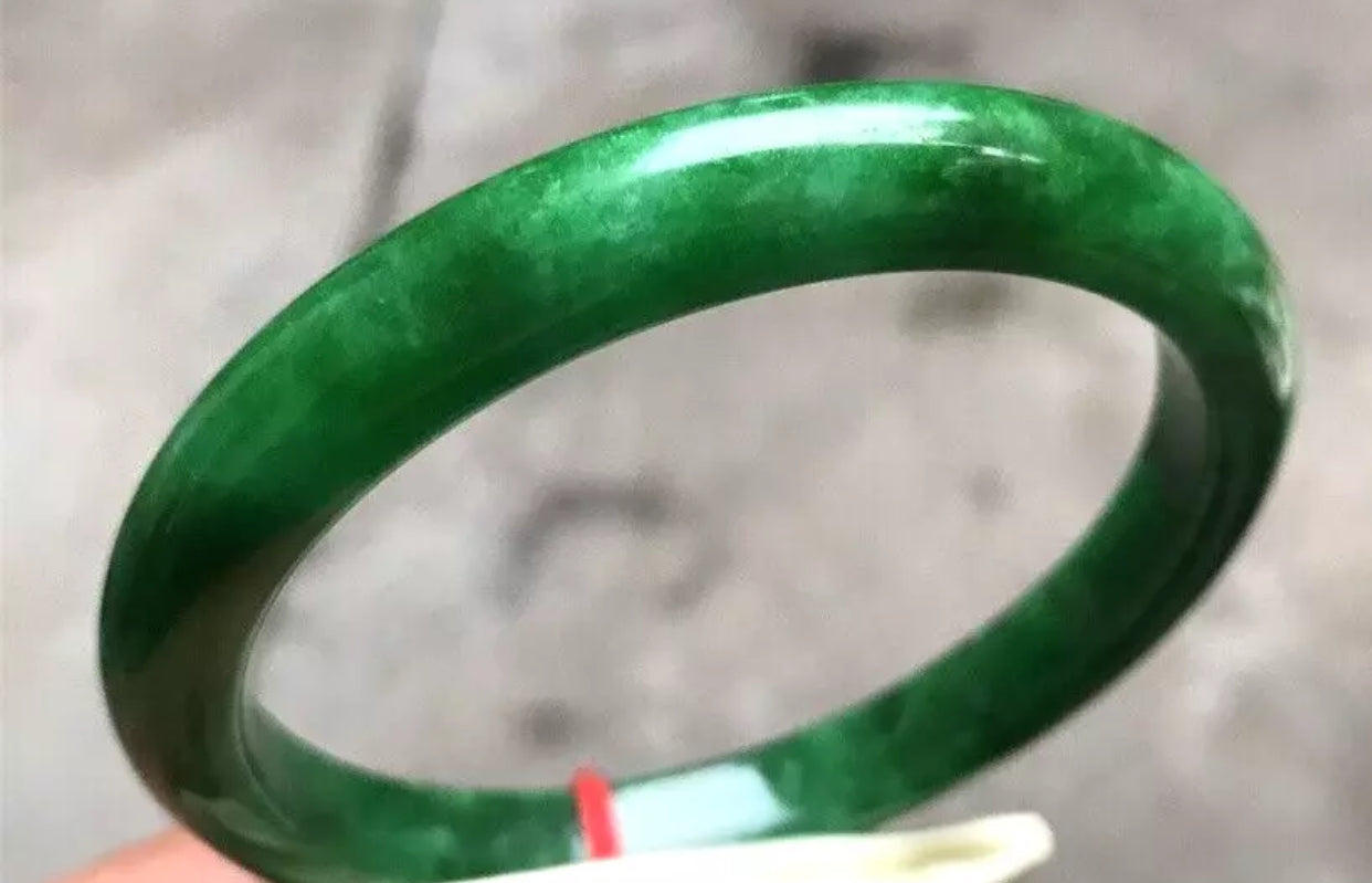VINTAGE XL Jadeite Green Jade Bangle Size 65 mm Deep Emerald Green Jade U744