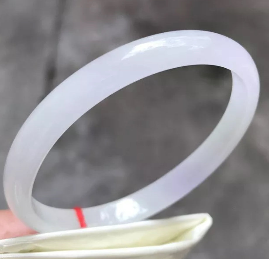 VINTAGE XS Jadeite Lavender Green Jade Bangle Size 54mm Thin Standard Cut M128 - JazzyJewelbyAmina