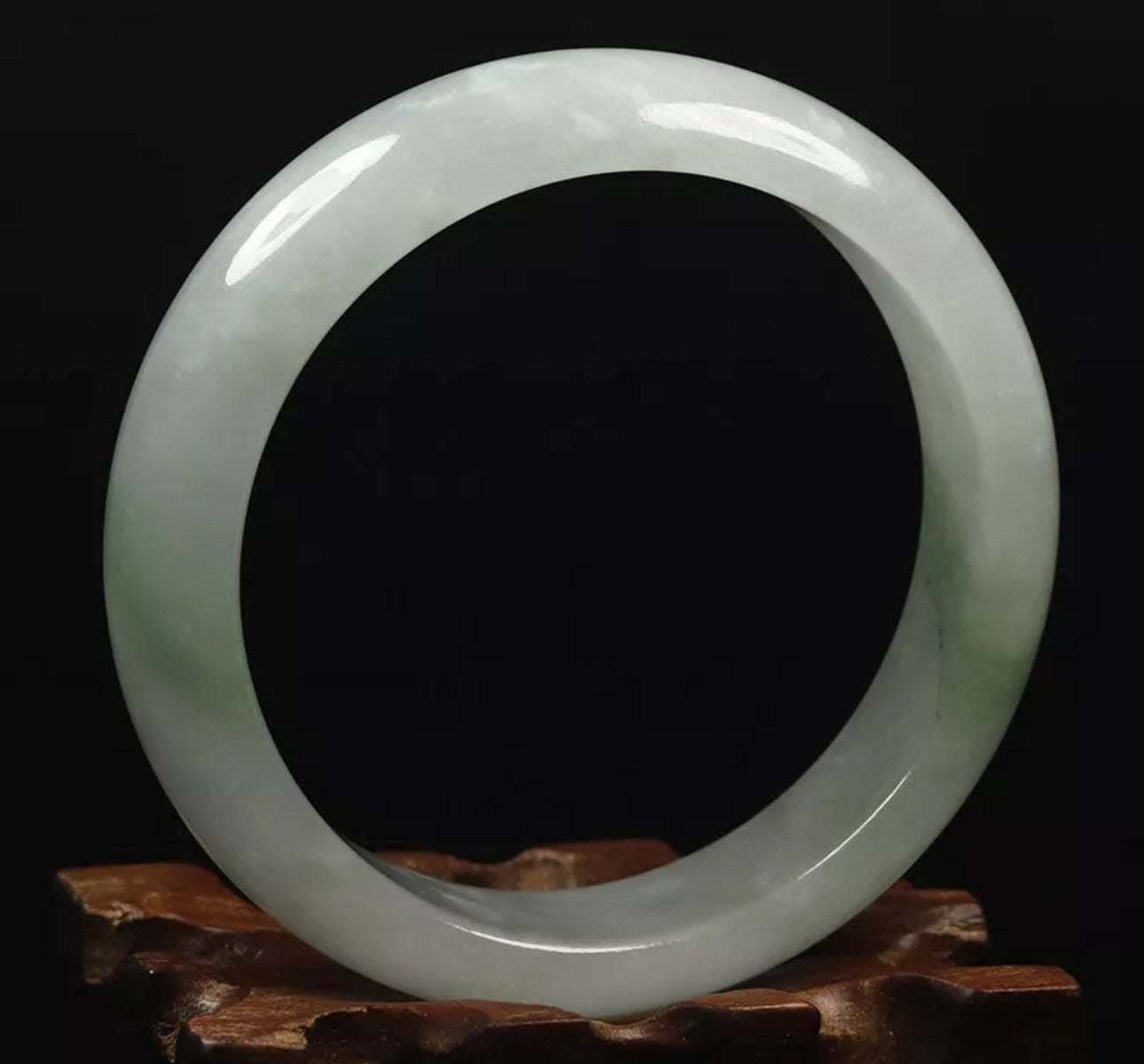 VINTAGE Large Jadeite White/Green Jade Bangle Size 60mm Y015 - JazzyJewelbyAmina