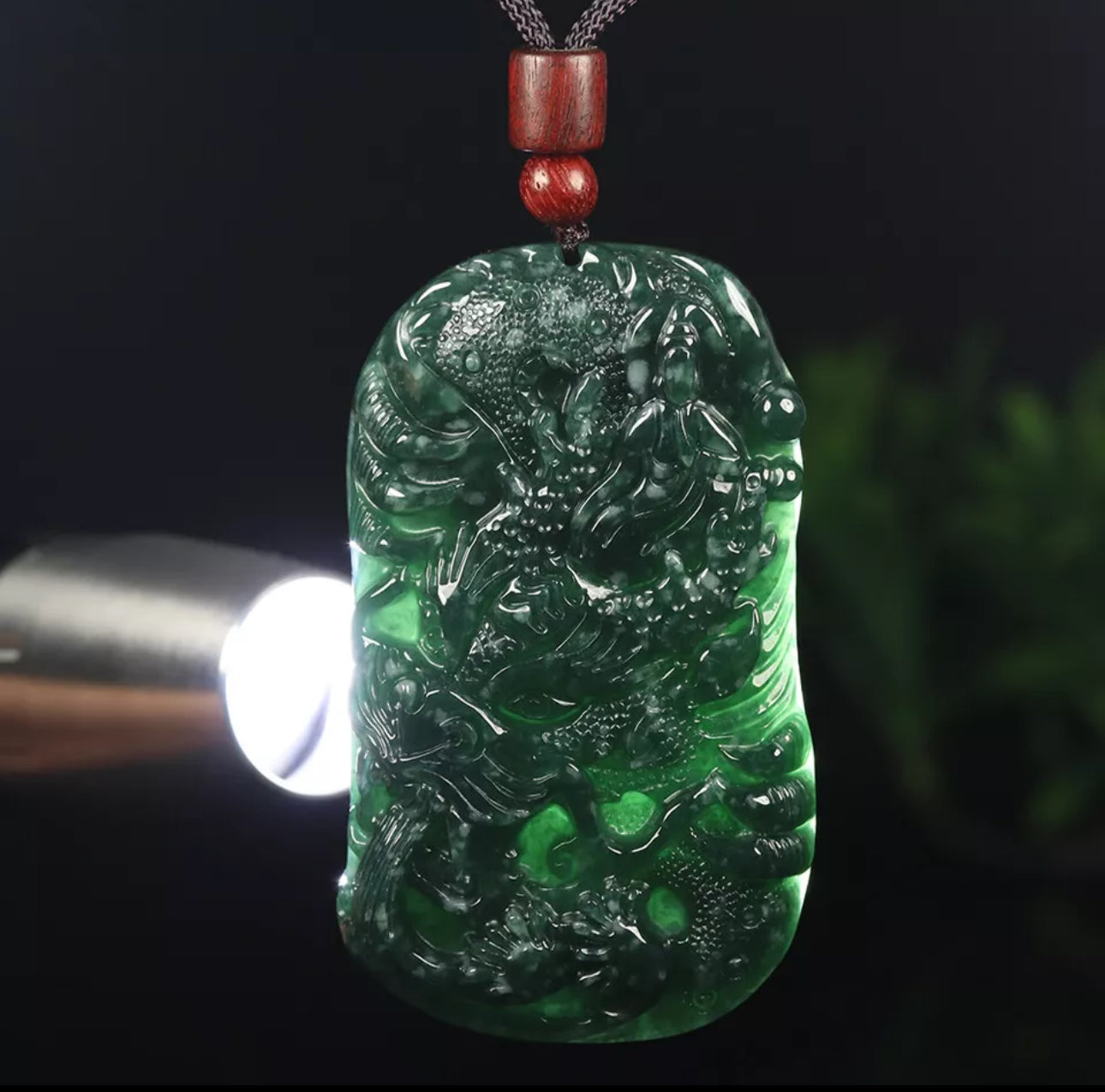 VINTAGE Green Jadeite Dragon Kwan-Yin (Guanyin) Jade Pendant - Certified Grade A Jade Piece D242 - JazzyJewelbyAmina