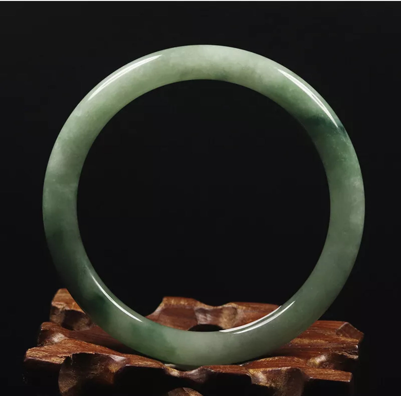 VINTAGE Small Jadeite Green Jade Bangle Size 55mm Round Princess Cut L153 - JazzyJewelbyAmina