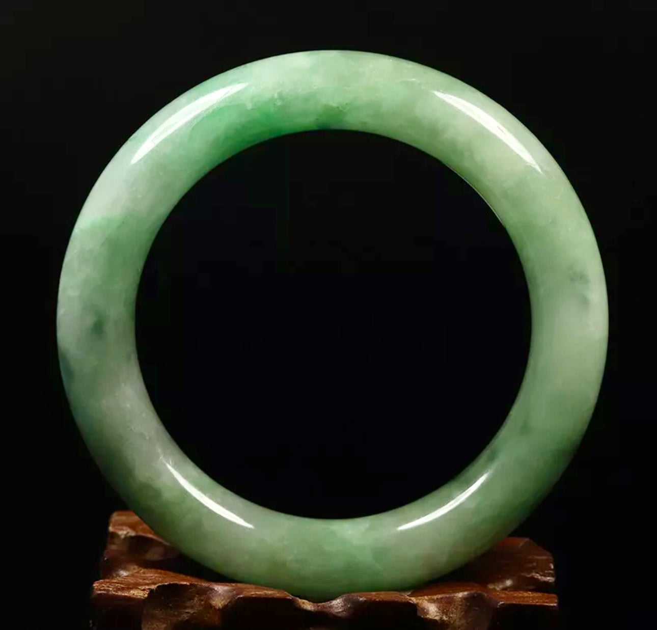 VINTAGE Large Jadeite Green Jade Bangle Size 60mm Round Princess Chunky Cut Y145 - JazzyJewelbyAmina