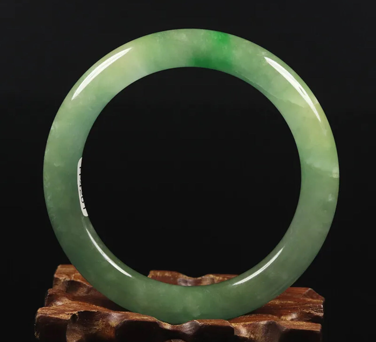 VINTAGE Small Jadeite Green Jade Bangle Size 55mm Round Princess Chunky Cut A455 - JazzyJewelbyAmina