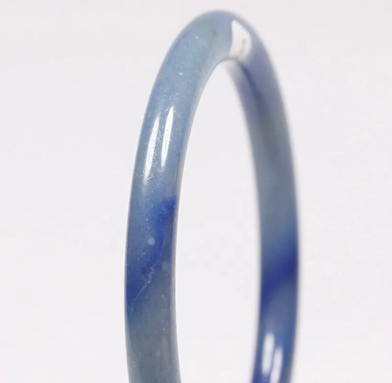 VINTAGE Medium Jadeite Blue Jade Bangle Certified Size 59mm Round Princess Cut! F007 - JazzyJewelbyAmina