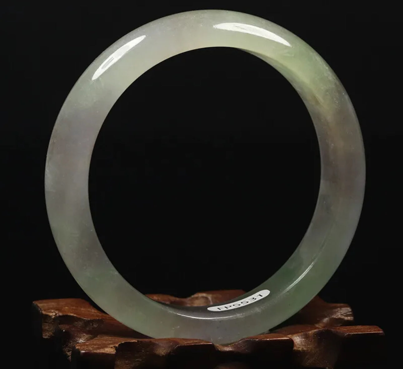 VINTAGE Large Icy Jadeite Green/White Lavender Bangle Size 60mm A115 - JazzyJewelbyAmina