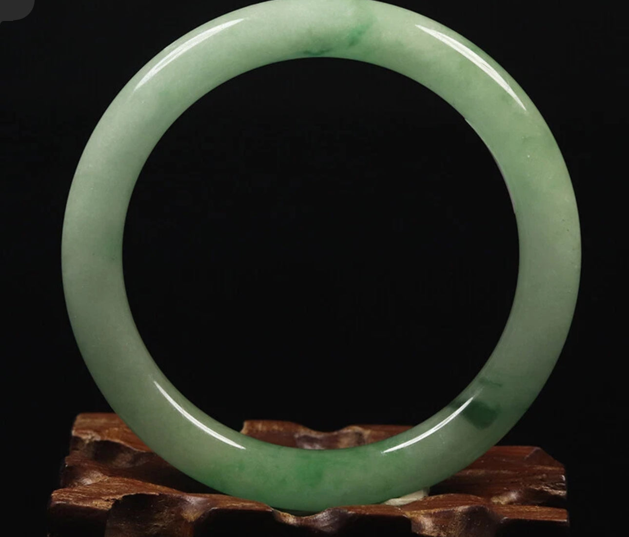 VINTAGE Small Jadeite Green Jade Bangle Size 55 MM Round Princess Cut G595 - JazzyJewelbyAmina