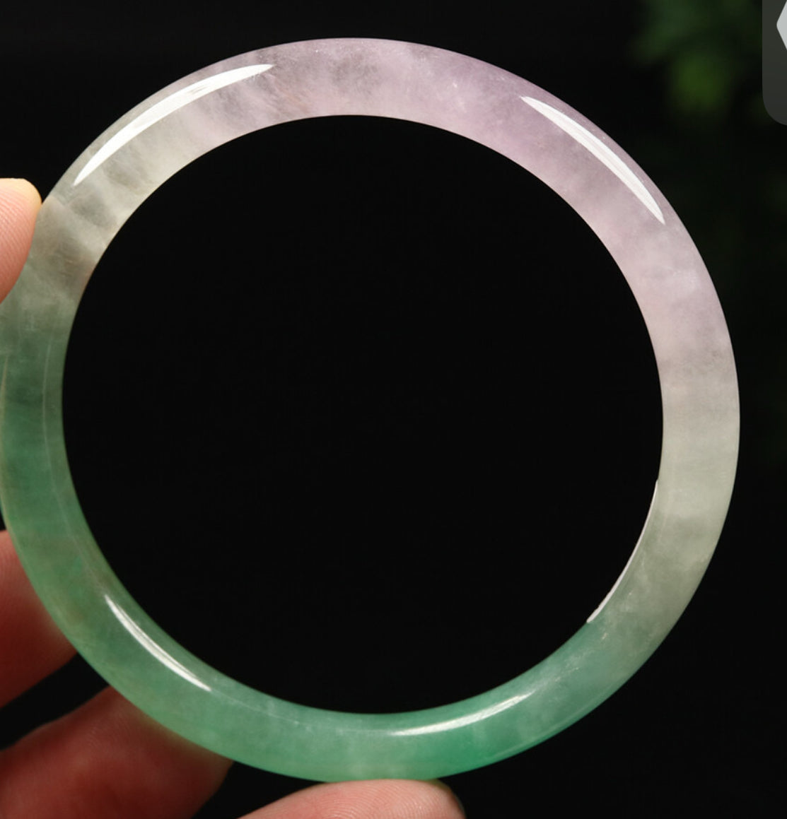 VINTAGE Small Jadeite Green/Lavender Jade Bangle Size 56 MM Round Princess Cut G093 - JazzyJewelbyAmina