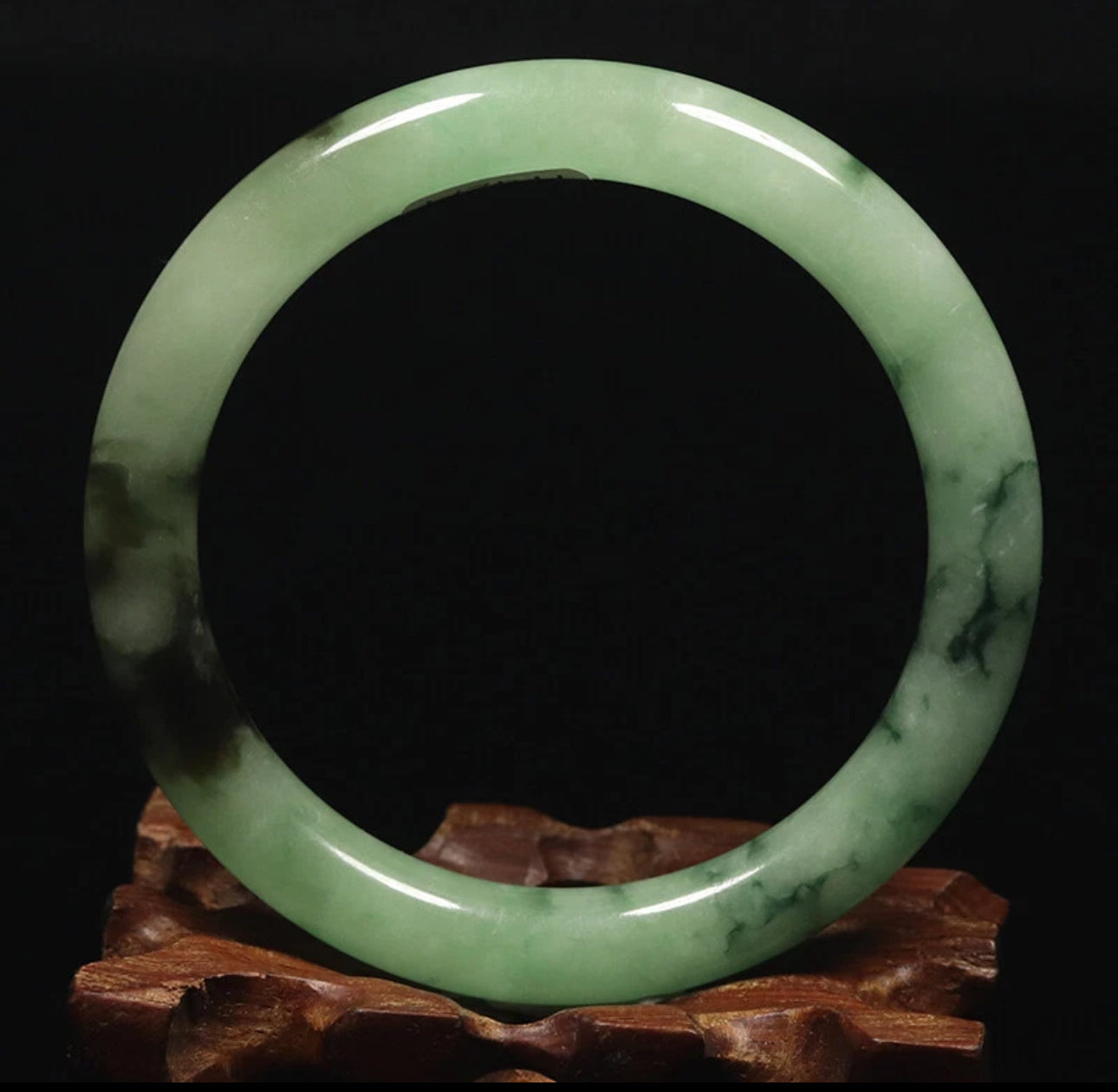 VINTAGE Medium Jadeite Green Jade Bangle Size 58 MM Round Princess Cut G271 - JazzyJewelbyAmina