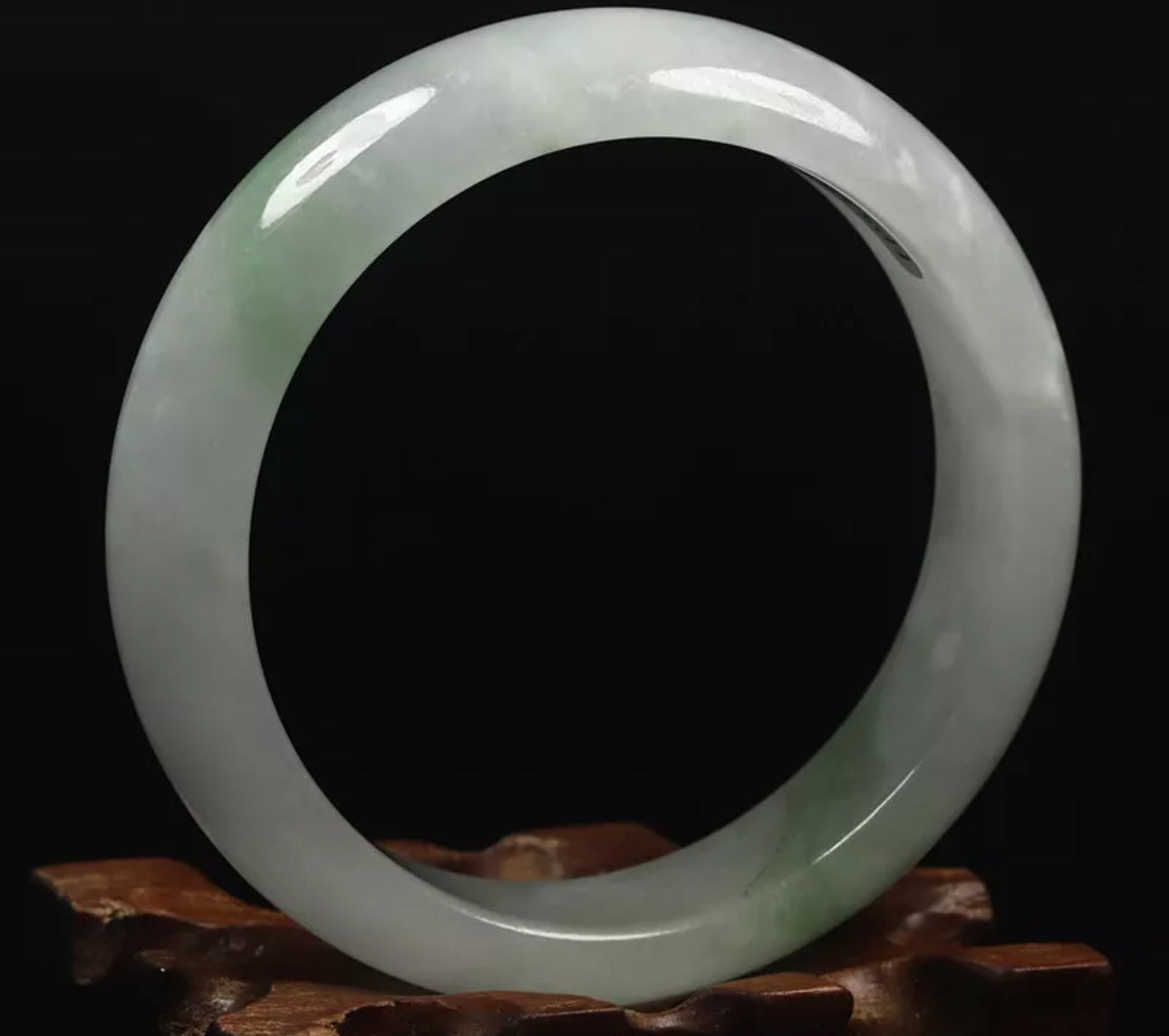 VINTAGE Large Jadeite White/Green Jade Bangle Size 60mm Y015 - JazzyJewelbyAmina