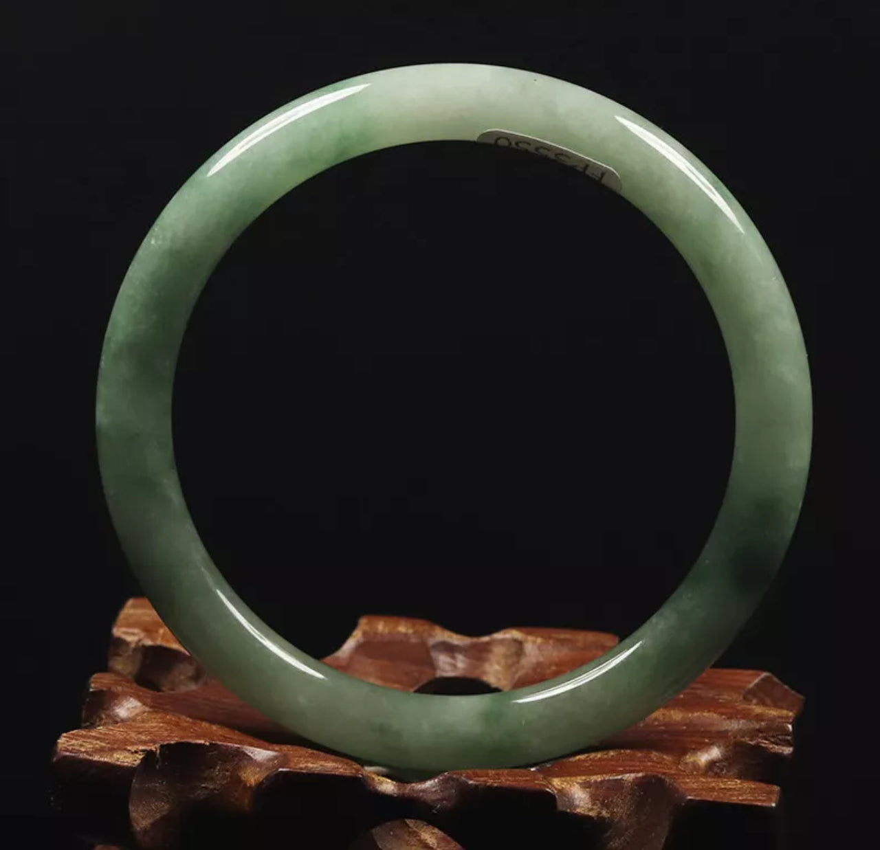 VINTAGE Small Jadeite Green Jade Bangle Size 55mm Round Princess Cut L153 - JazzyJewelbyAmina