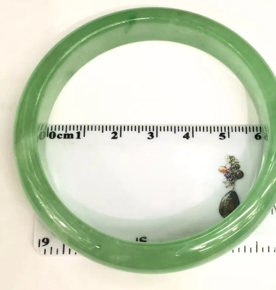 VINTAGE Large Jadeite Green Jade Bangle Size 60mm Grade A Jade G809 - JazzyJewelbyAmina