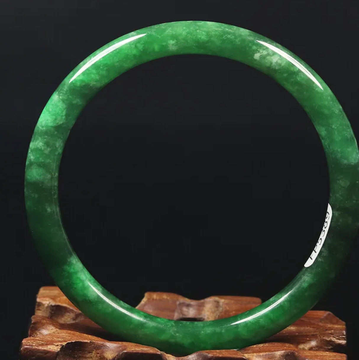 VINTAGE Medium Jadeite Green Jade Bangle from Burma - Size 59mm Round Princess Thin Cut F831 - JazzyJewelbyAmina