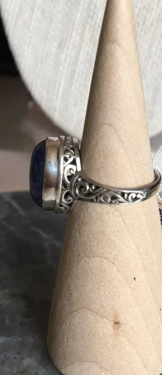 VINTAGE Medium Lapis Lazuli Stone Ring Sterling Silver 925 Bali Band 6 crew Size 6 US - JazzyJewelbyAmina
