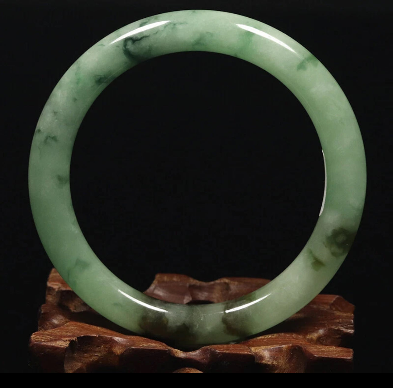 VINTAGE Medium Jadeite Green Jade Bangle Size 58 MM Round Princess Cut G271 - JazzyJewelbyAmina