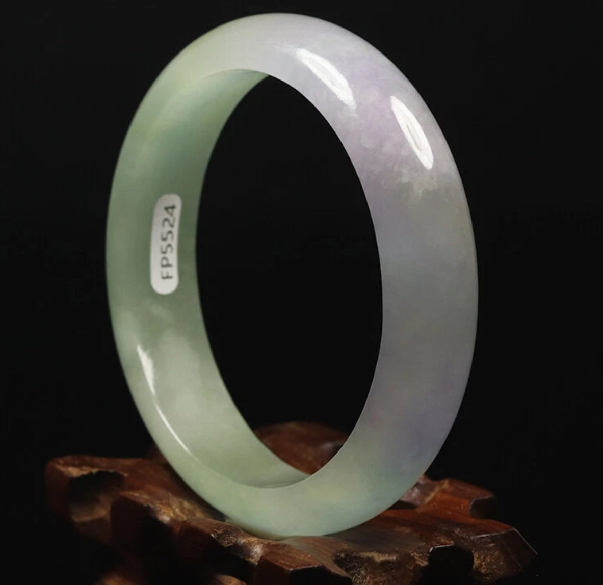 VINTAGE Medium Jadeite Green Jade Bangle Size 59 MM Unique Icy Jade G101 - JazzyJewelbyAmina