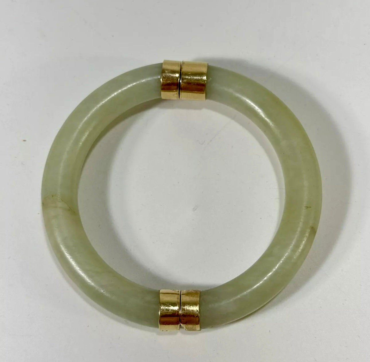 VINTAGE 14k Gold Hinged Jade Bangle w/ Safety Chain - JazzyJewelbyAmina