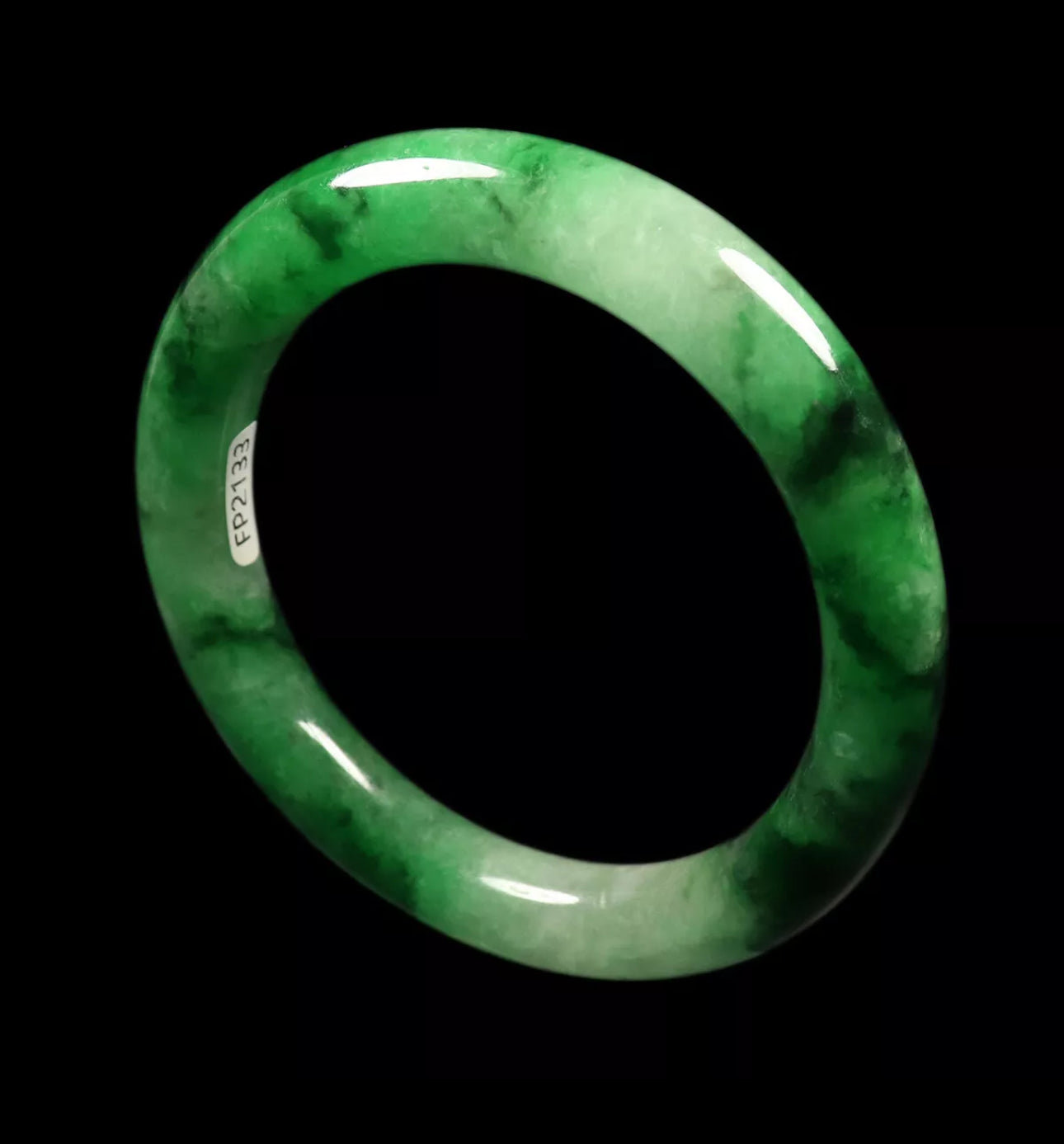 VINTAGE Large Jadeite Green Jade Bangle Size 61mm Round Chunky Cut! A319 - JazzyJewelbyAmina
