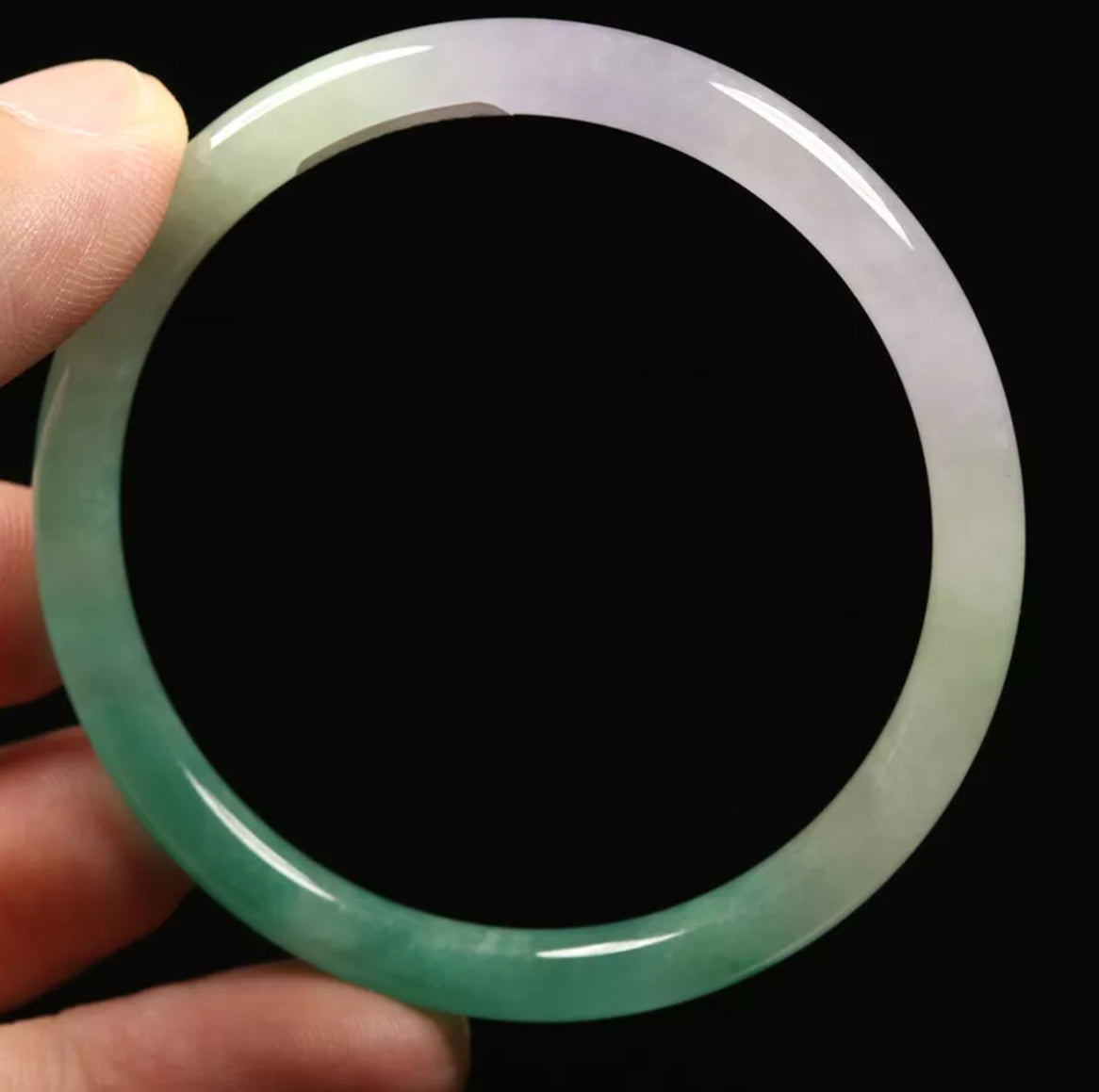 VINTAGE XS Jadeite Green/Lavender Icy Jade Bangle Size 54mm Round Princess Cut G286 - JazzyJewelbyAmina