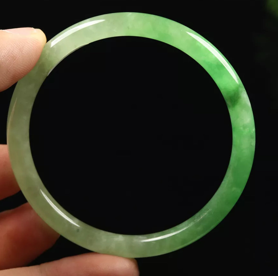 VINTAGE Small Jadeite Icy Green Jade Bangle Size 5m Y448 Round Princess Thin Cut! - JazzyJewelbyAmina