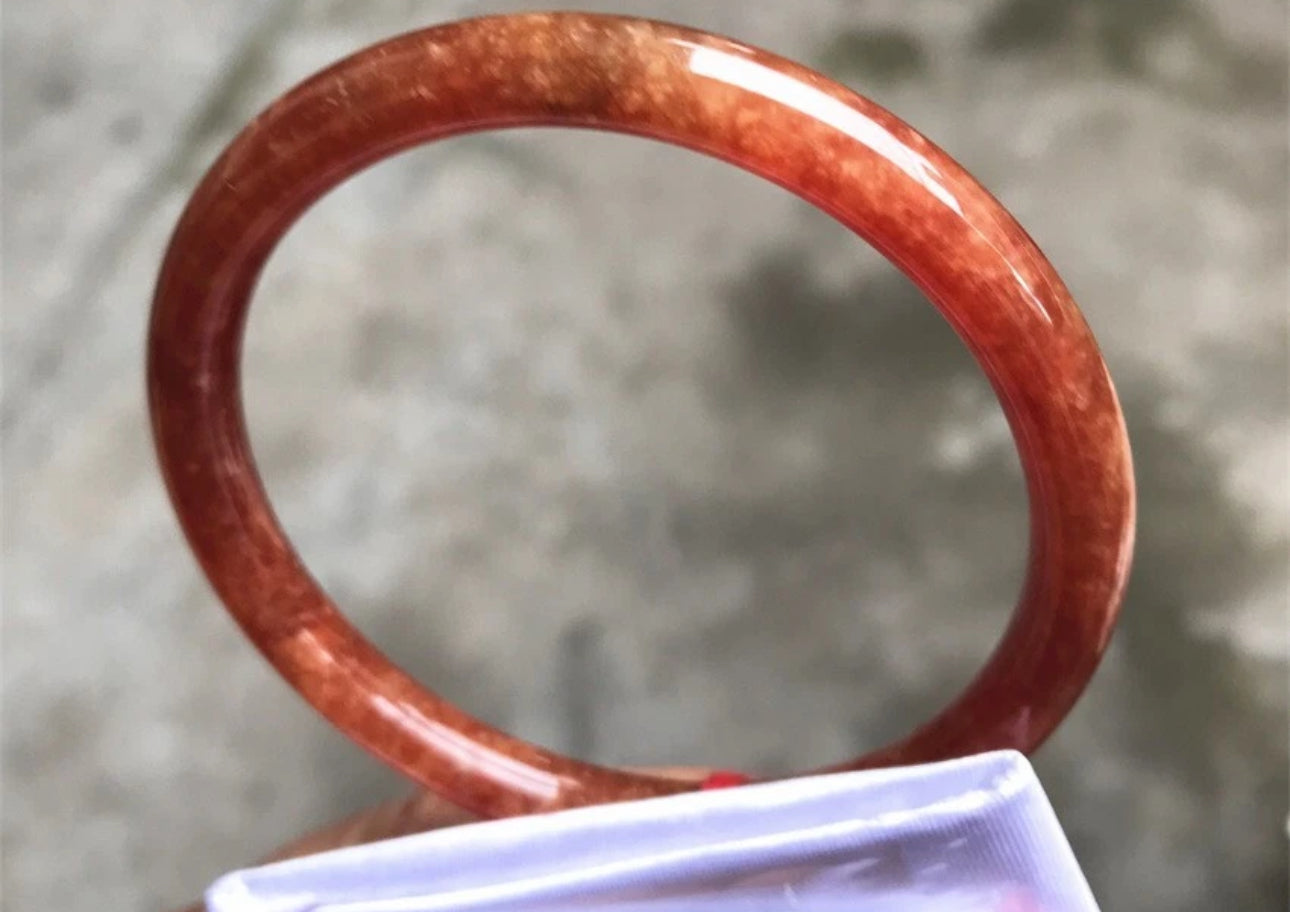 VINTAGE Large Jadeite Red Jade Bangle Size 60mm Round Princess Cut U782