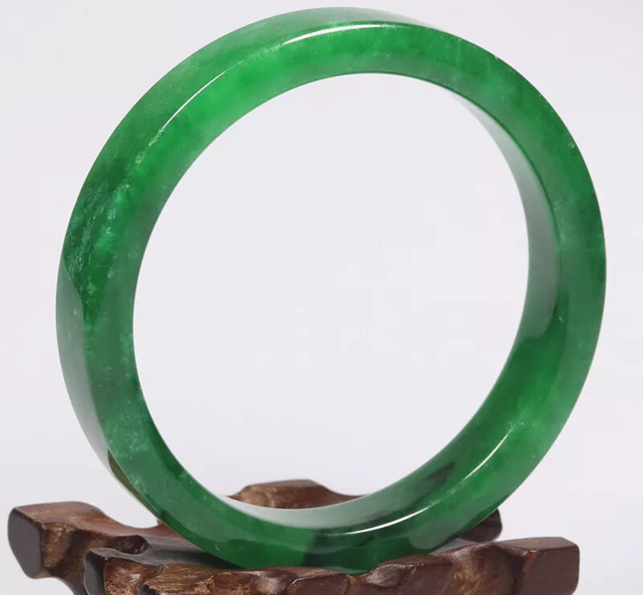 VINTAGE XXL Jadeite Green Jade Bangle Size 67mm Emerald Green O965 - JazzyJewelbyAmina