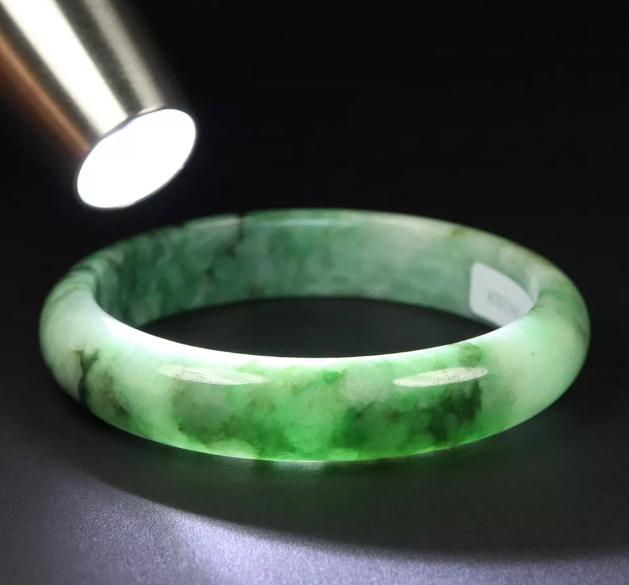 VINTAGE Large Jadeite Green Jade Bangle Certified Size 61.5mm L028 - JazzyJewelbyAmina
