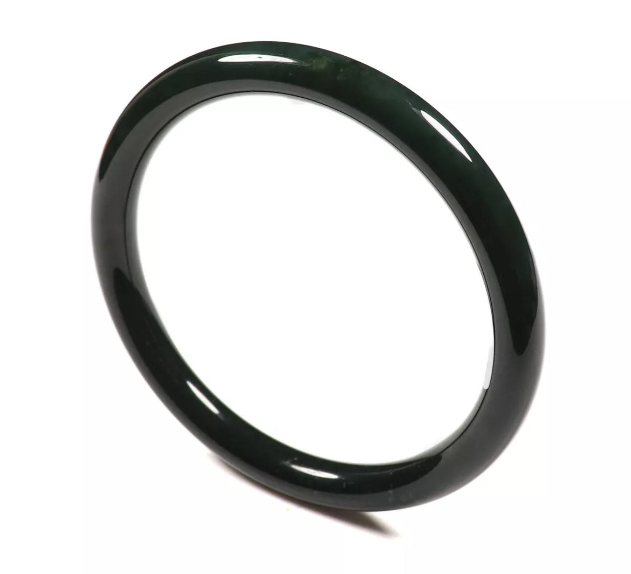 VINTAGE Large Jadeite Green Black Hetian Nephrite Jade Certified Size 61 mm F771 - JazzyJewelbyAmina