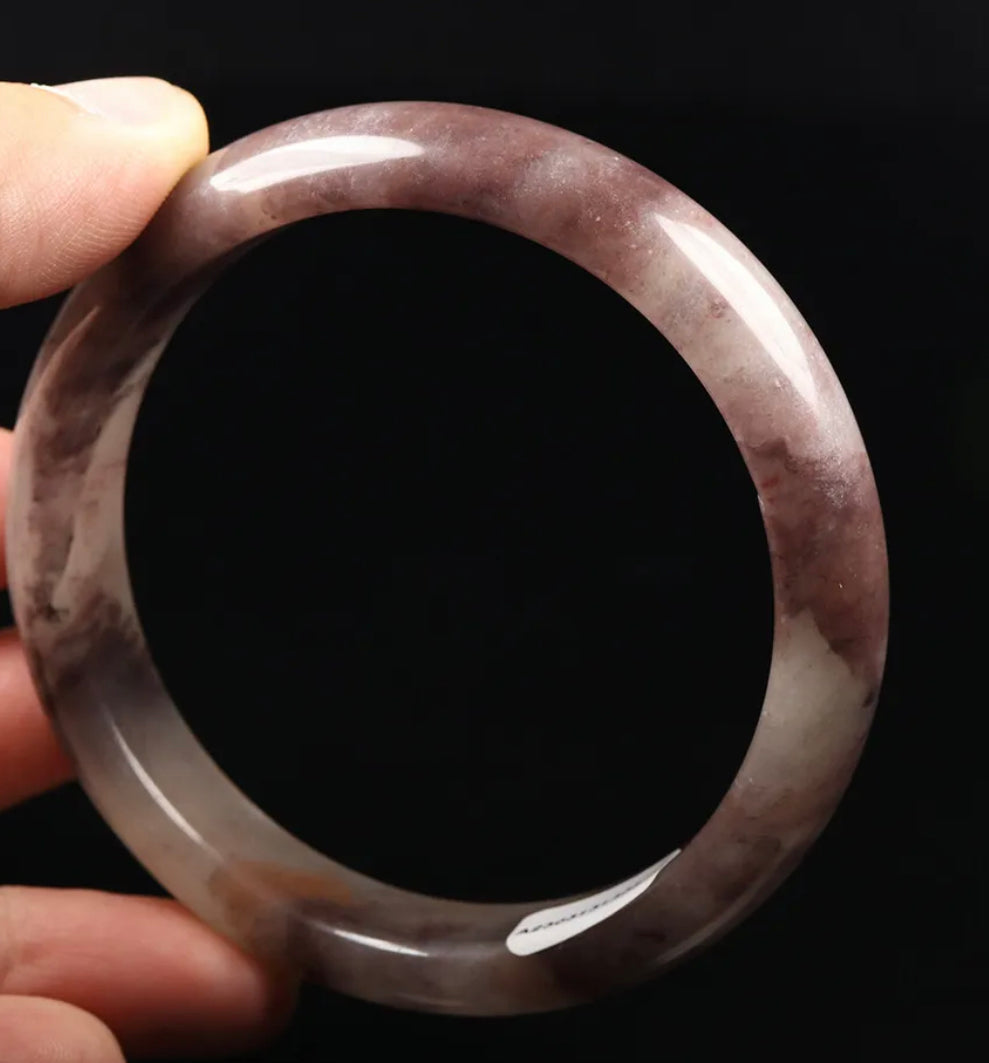 VINTAGE XL Jadeite Lavender Rose Certified Jade Bangle Size 64mm F307 - JazzyJewelbyAmina