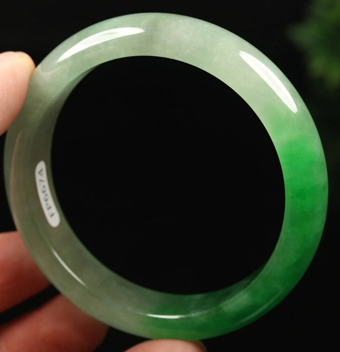 VINTAGE Small Jadeite Green Jade Bangle Size 56mm Unique Ombré Jade A041