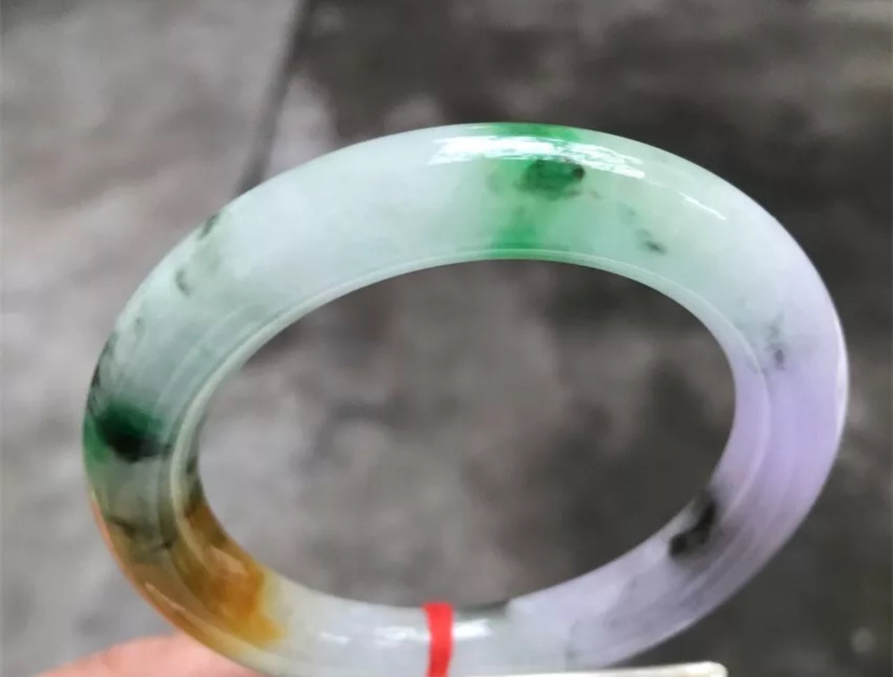 VINTAGE Small Jadeite Green/Lavender/ Brown Jade Bangle Size 55.5 mm U303 - JazzyJewelbyAmina