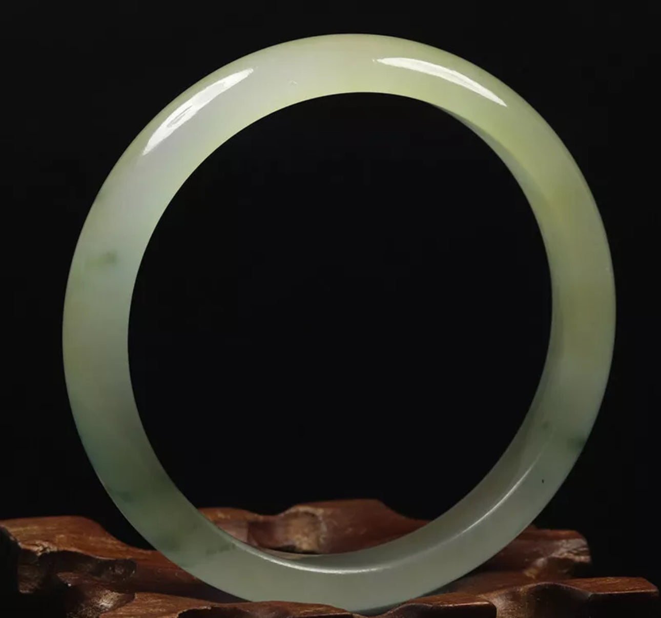 VINTAGE Medium Jadeite Green Jade Bangle from Burma - Size 58mm Icy Flower Green Jade! M197 - JazzyJewelbyAmina