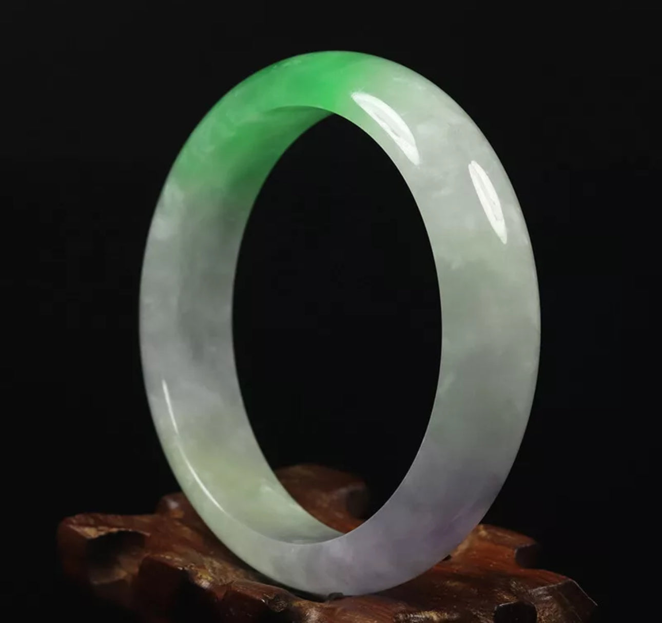 VINTAGE Medium Jadeite Green White Lavender Jade Bangle Size 59mm N749 One of a Kind Jade! - JazzyJewelbyAmina
