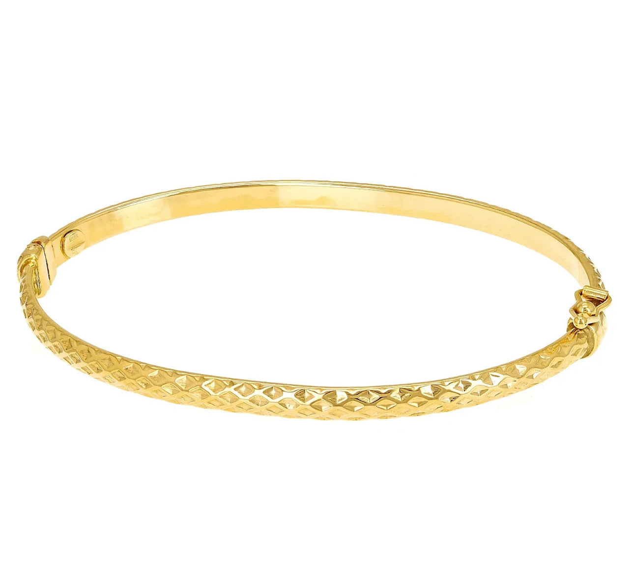 VINTAGE-Owned 14K Yellow Gold Hollow Bangle Faceted Bracelet Size 7” - Fine Gold Piece - JazzyJewelbyAmina