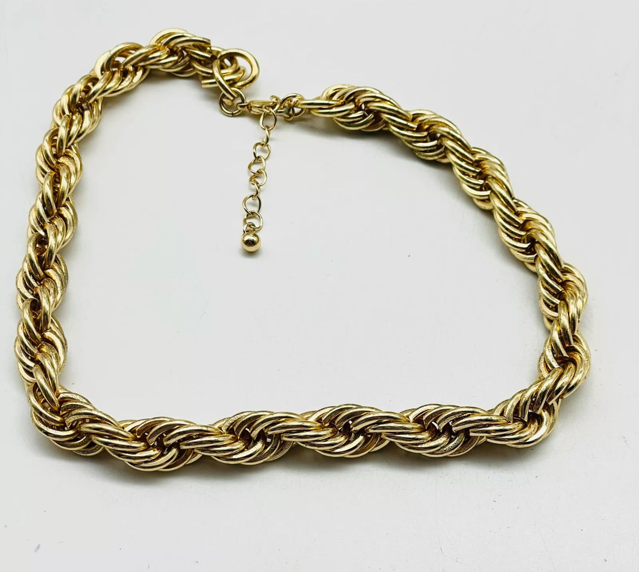 VINTAGE-Owned Thick Rope Choker Necklace GOLD TONE Chunky - JazzyJewelbyAmina
