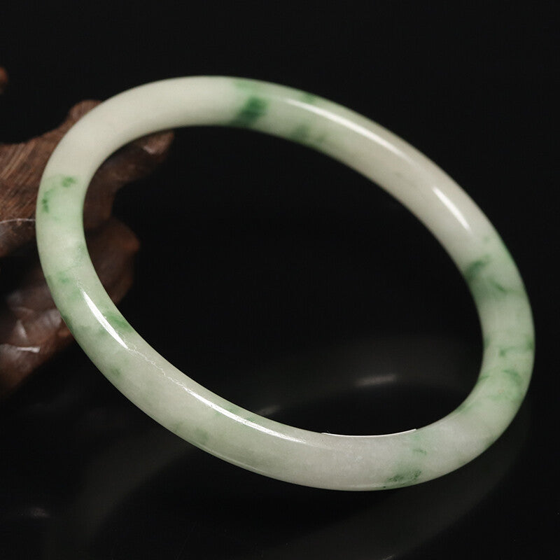 VINTAGE Medium Jadeite Green Jade Bangle Size 59 MM Round Princess Cut G103 - JazzyJewelbyAmina